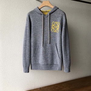 LO 더블 컬러 후드 울 니트 스웨터