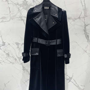 SAINT LAURENT 벨벳 트렌치코트