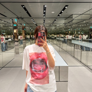 Alexander Wang 레드립 프린트 반팔 티셔츠