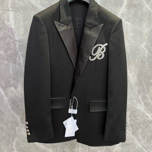 바샤오만 남성 정장 다이아몬드 레터 블레이저