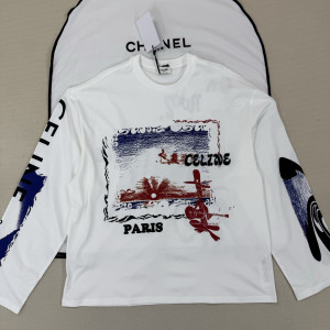 CELINE 화이트 긴팔 티셔츠