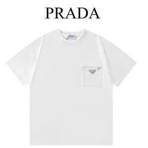 PRADA 포켓 삼각 로고 반팔 티셔츠