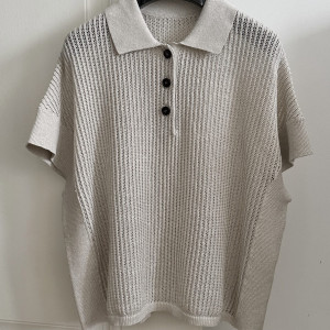 CELINE 베이지 니트 폴로셔츠